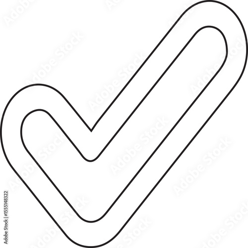 Vector illustration of a check tick mark with black editable stroke on transparent background ideal for approval icons, confirmation symbols, checklist visuals, and user interface design elements