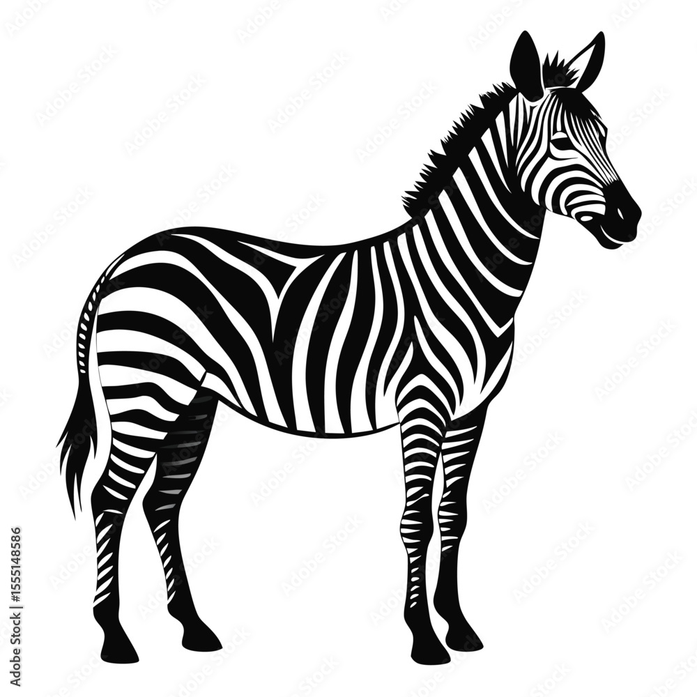 Fototapeta premium silhouette zebra on white background