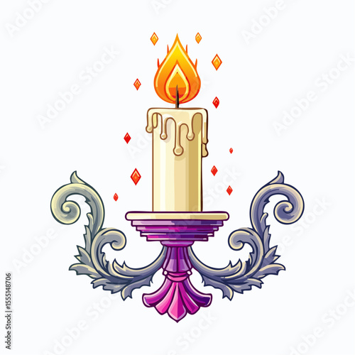 single candle set in ornate wall bracket with volute arms and beaded drip tray