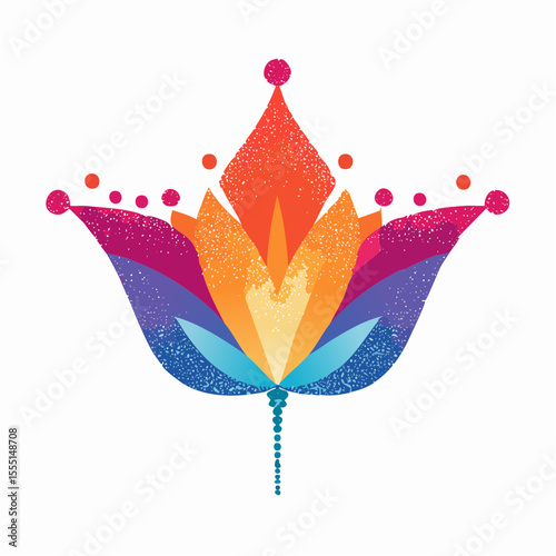 single fleuron with top petal surmounted by miniature crown and stylized scrolls
