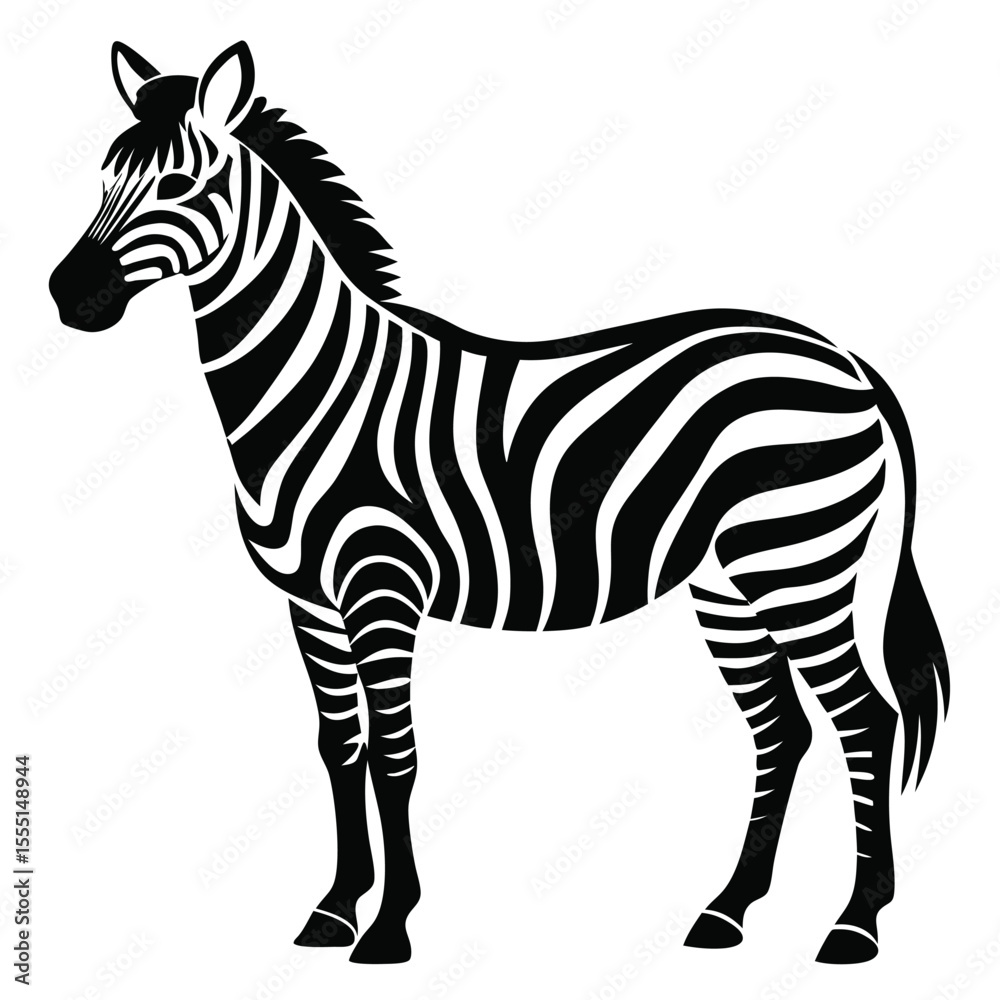 Fototapeta premium silhouette zebra on white background