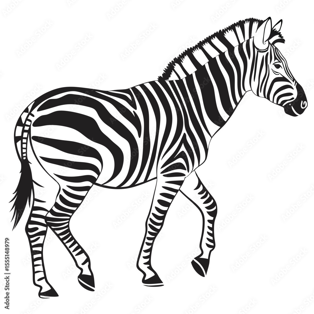 Fototapeta premium silhouette zebra on white background