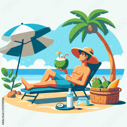 illustration of someone relaxing on the beach