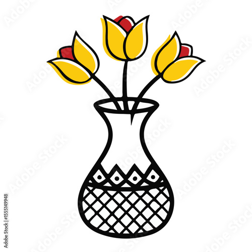 A beautiful vase filled with yellow flowers brings spring beauty and nature's blossom to any decoration