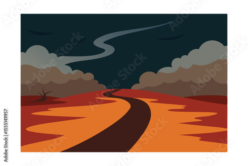 Mysterious Night Road A Journey Through Dark Landscape