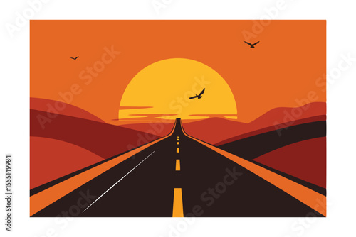 Sunset Road Trip A Journey into the Orange Horizon
