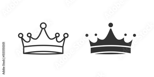 Crown Icon Set. A black icon of a crown, representing royalty or leadership.