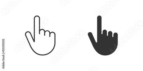 Hand Cursor Icon Set. A black icon of a hand cursor, representing interaction or selection.
