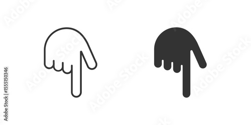 Pointing Finger Icon Set. A black icon of a pointing finger, representing direction or attention.