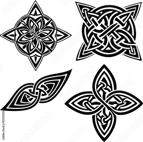 set of black and white butterflies