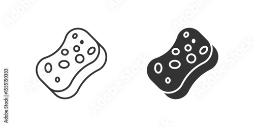 Sponge Icon Set. A black icon of a sponge, representing cleaning or absorption.