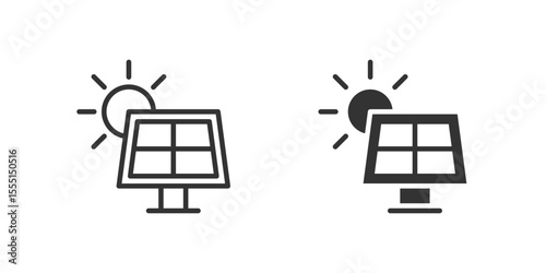 Solar panel icon set depicting renewable energy and eco power.