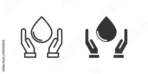 Water care icon set representing water conservation and eco hygiene.