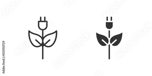 Eco plug icon set visualizing green energy and eco power.