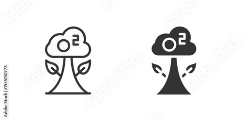 Oxygen icon set showing air quality and nature importance.