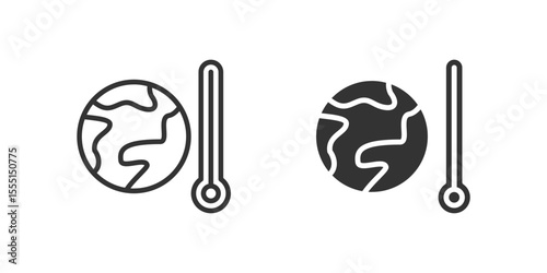 Heatwaves icon set showing rising temperature and climate change.
