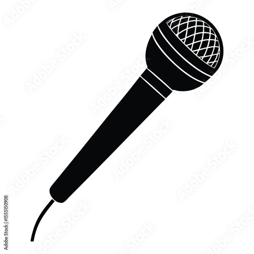 Isolated on white, this black studio microphone is essential equipment for recording music, broadcasting, and voice