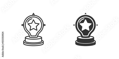 Award Icon Set. A black icon of an award, representing recognition or achievement.