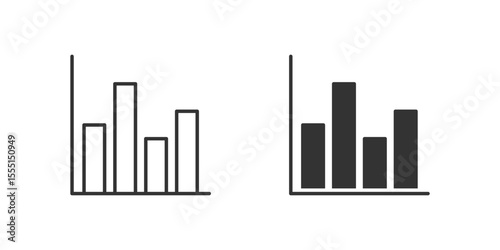 Bar Chart Icon Set. A black icon of a bar chart, representing data visualization.