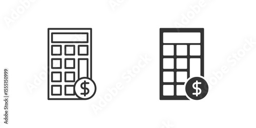 Calculator Icon Set. A black icon of a calculator, representing computation.
