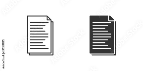 Paper Icon Set. A black icon of a paper document, representing documentation.
