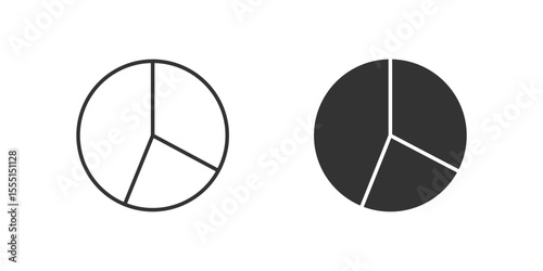 Pie Chart Icon Set. A black icon of a pie chart, representing data analysis.