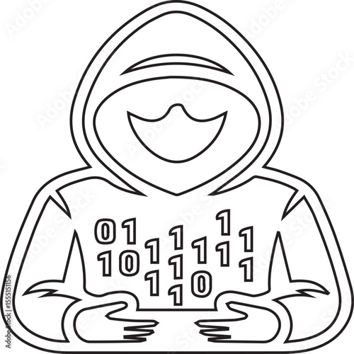 Exploring the clandestine world of a computer expert, this reveals the skills and tools used by a cyber specialist navigating digital systems and networks, silhouette