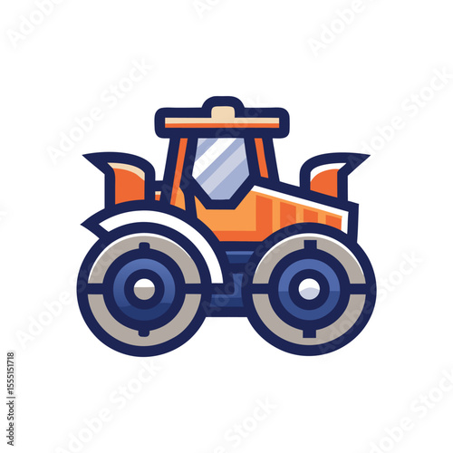 Blue farm tractor vehicle isolated on white background