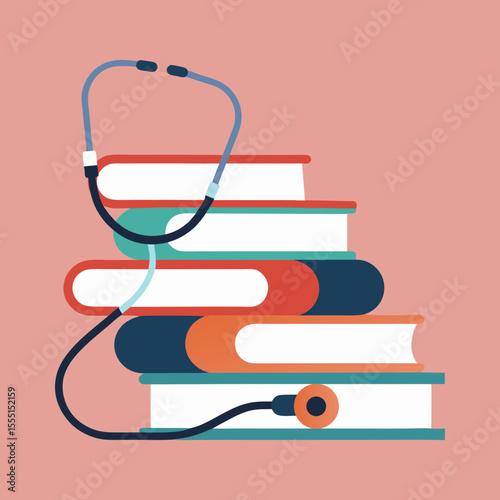 Vector illustration of medical supplies and books