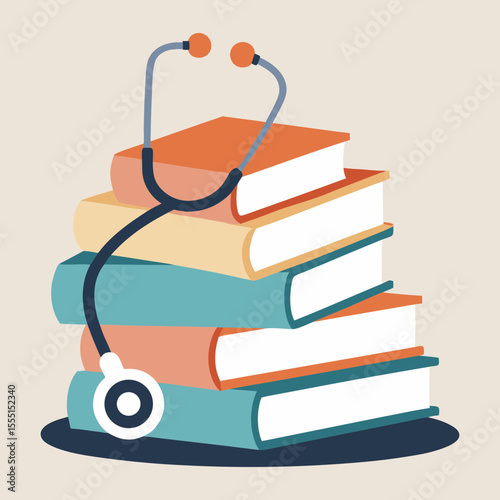 Vector illustration of medical supplies and books