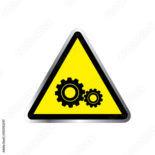 Danger vector sign, Gear Warning sign triangle yellow warning sign, Vector, illustration, GHS hazard pictogram - flammable, hazard warning sign flammable icon isolated on white background