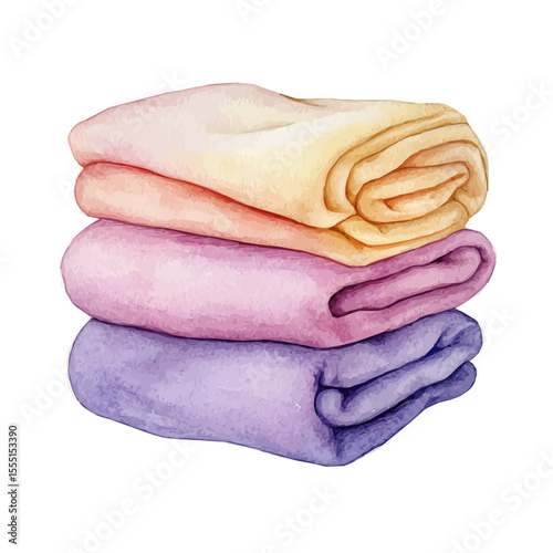 Towel, watercolor vector, isolated on a white background.