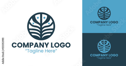 Minimalist Abstract Blue Logo Design with a Circular Motif for Branding