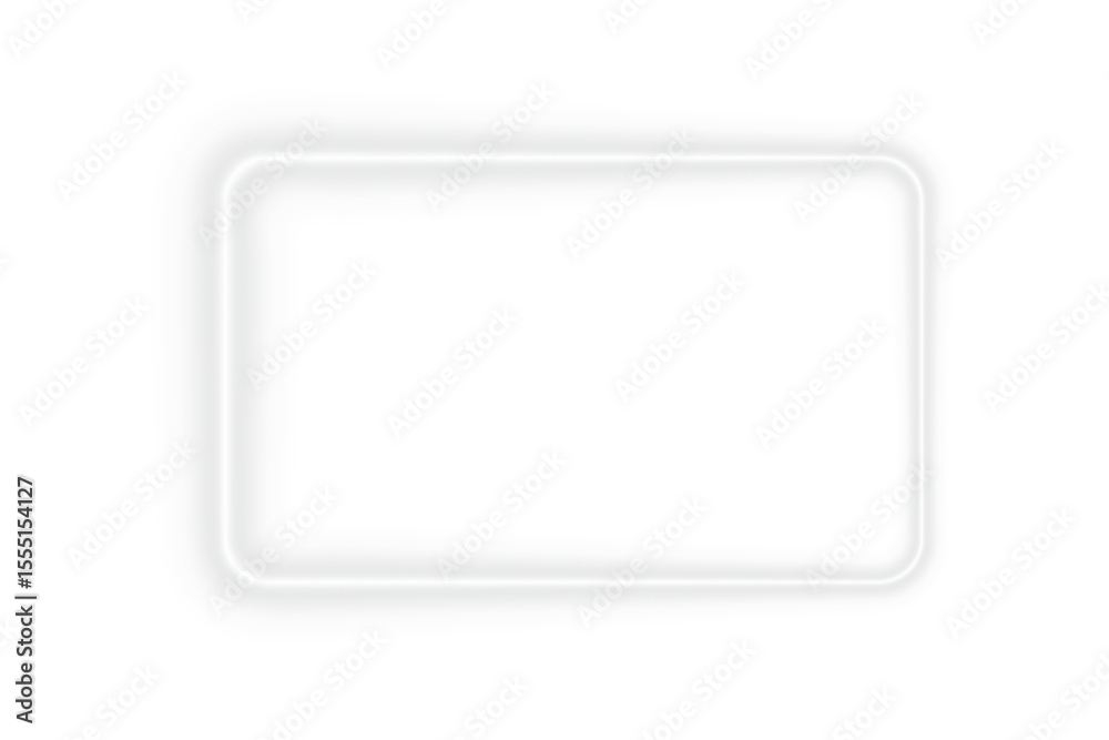 Fototapeta premium Bright white neon glowing rectangle frame border light effect with empty space and soft glow on transparent background with thin right side lighting for modern design