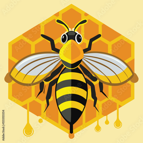 Honeycomb Bee Icon - Sweet Nature Illustration