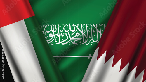 National Design Featuring Saudi Arabia, United Arabe of Emirates and Qatar Identity