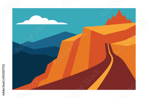 Majestic Mountain Road A Scenic Vista of Cliffside Drive and Panoramic Views