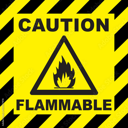 ATTENTION, DANGER, CAUTION Warning, Danger vector sign, Highly Flammable sign triangle yellow warning sign, Vector, illustration, GHS hazard pictogram - flammable, hazard warning sign flammable icon