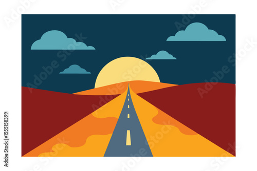 Sunset Road Trip A Journey into the Desert Landscape