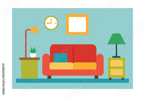 Cozy Living Room Interior Design Comfortable Sofa, Lamps, and Decor