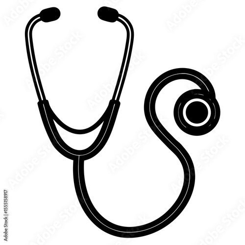 stethoscope isolated on white background silhouette on white background