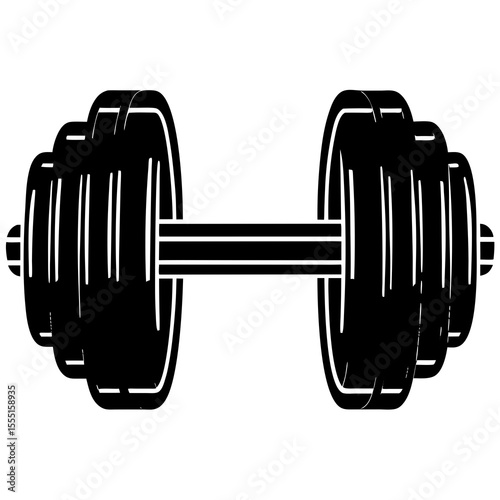 vector illustration of dumbbell silhouette on white background