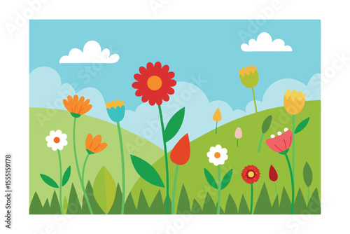 Vibrant Spring Meadow A Colorful Collection of Blooming Flowers