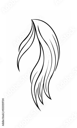 Hair with flowing strands on a background handdrawn continous line graphic vector