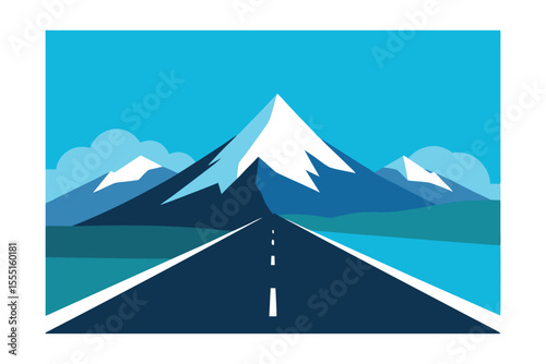 Journey to the Majestic Peaks A Scenic Road Trip Illustration