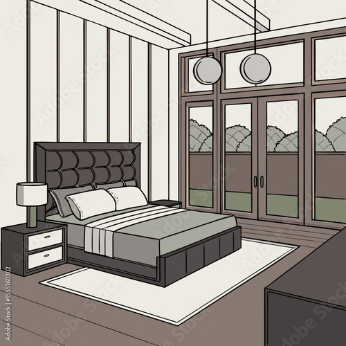 Modern Bedroom Interior Design Illustration