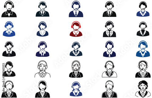 silhouette customer service on white background