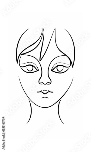 Continous line drawing of a face with eyes nose lips hair on a background vector