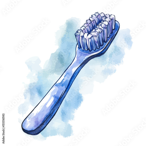 Toothbrush, watercolor painting vector, isolated on a white background.