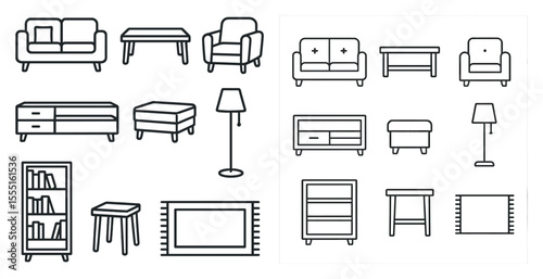 Set of furniture with a couch, chair, and table. The couch is on the left side of the image, and the chair is on the right side